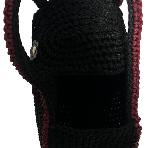 Handmade Black Half Moon Clutch Handbag - Picture 3 of 5